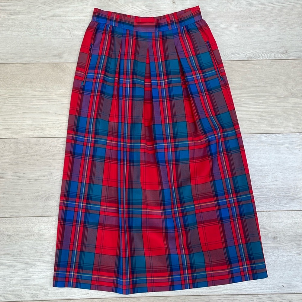 Vintage Pendleton wool plaid midi skirt